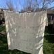 Plaid, dessus de lit couverture au crochet, blanc casse fait main, en coton vintage