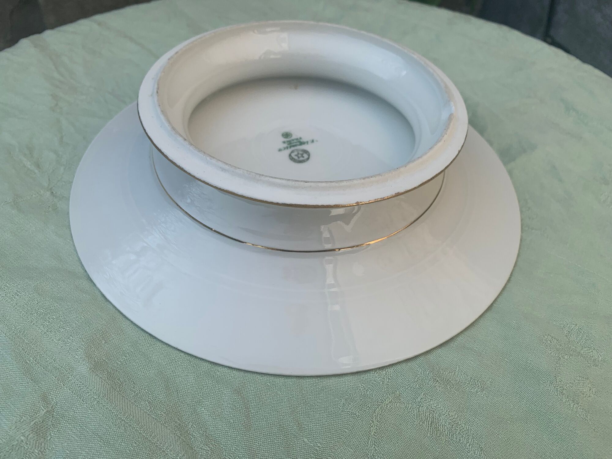 Compotier, porcelain fruit cup signed F. Legrand & cie limoges France