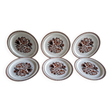 6 grandes assiettes à fleurs tons marron