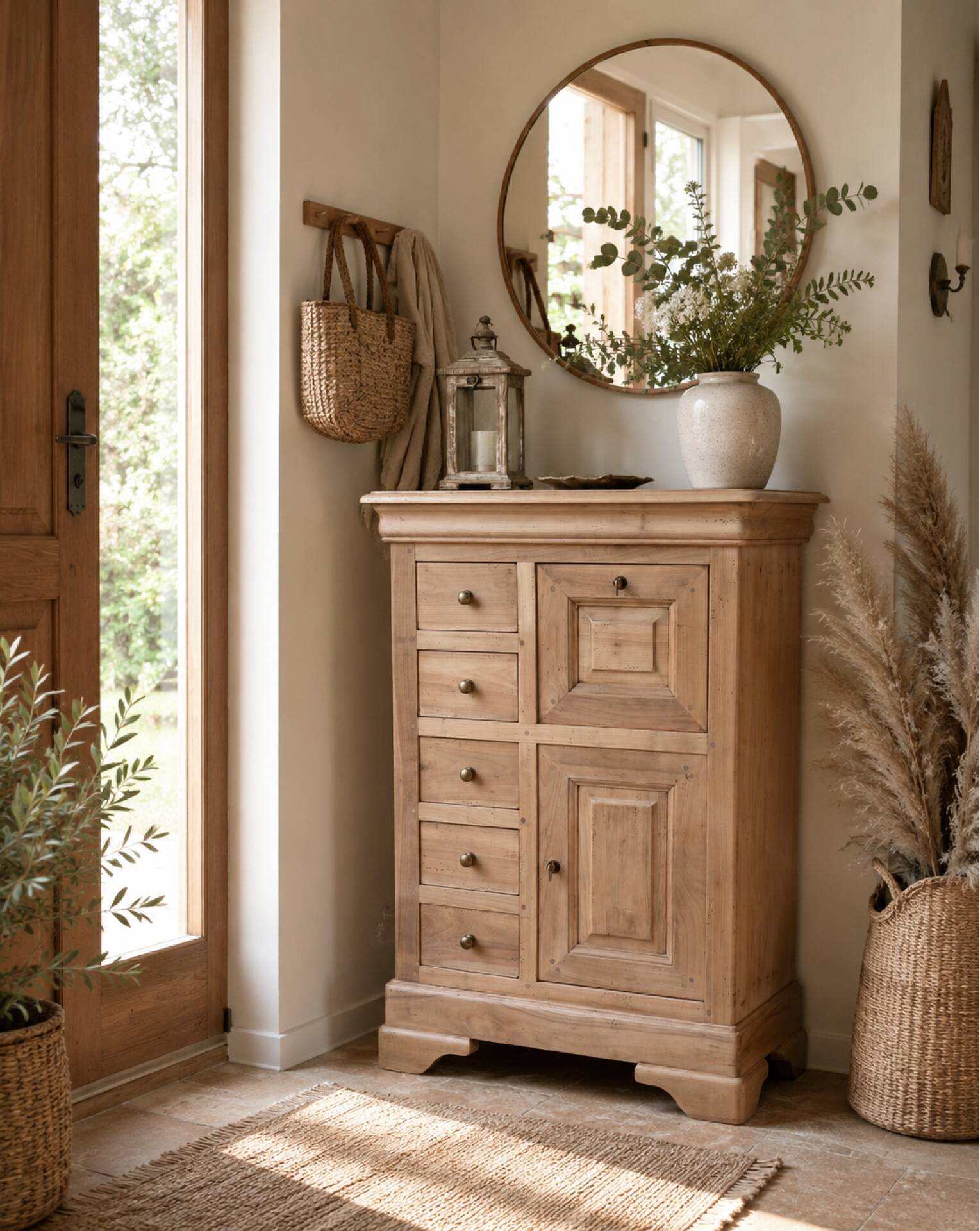 Small raw wood secretary