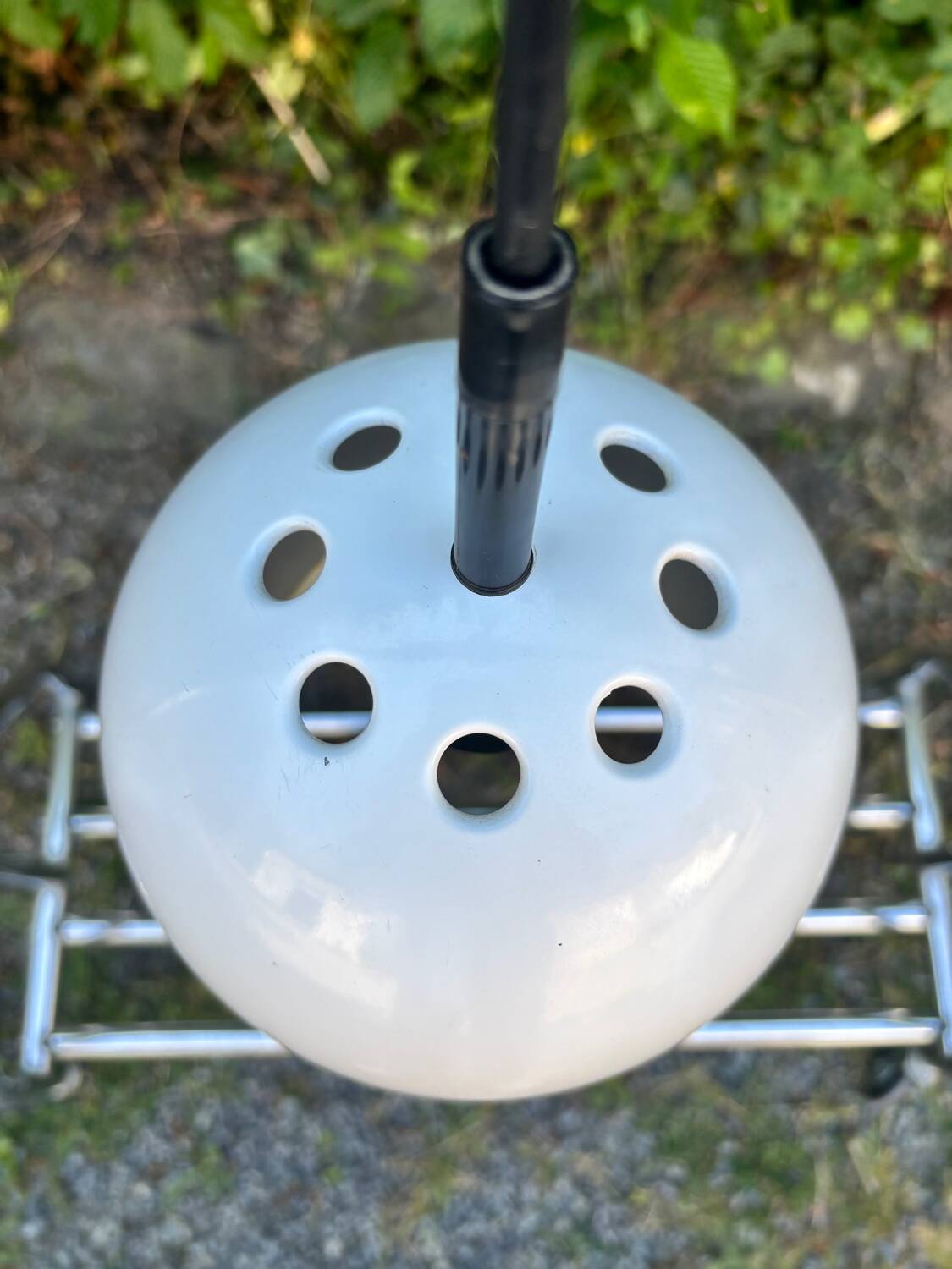 White metal eye ball pendant light by LITA vintage 1970