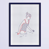 Illustration A4 naiade no. 1/8 bretagne baigneuse mer