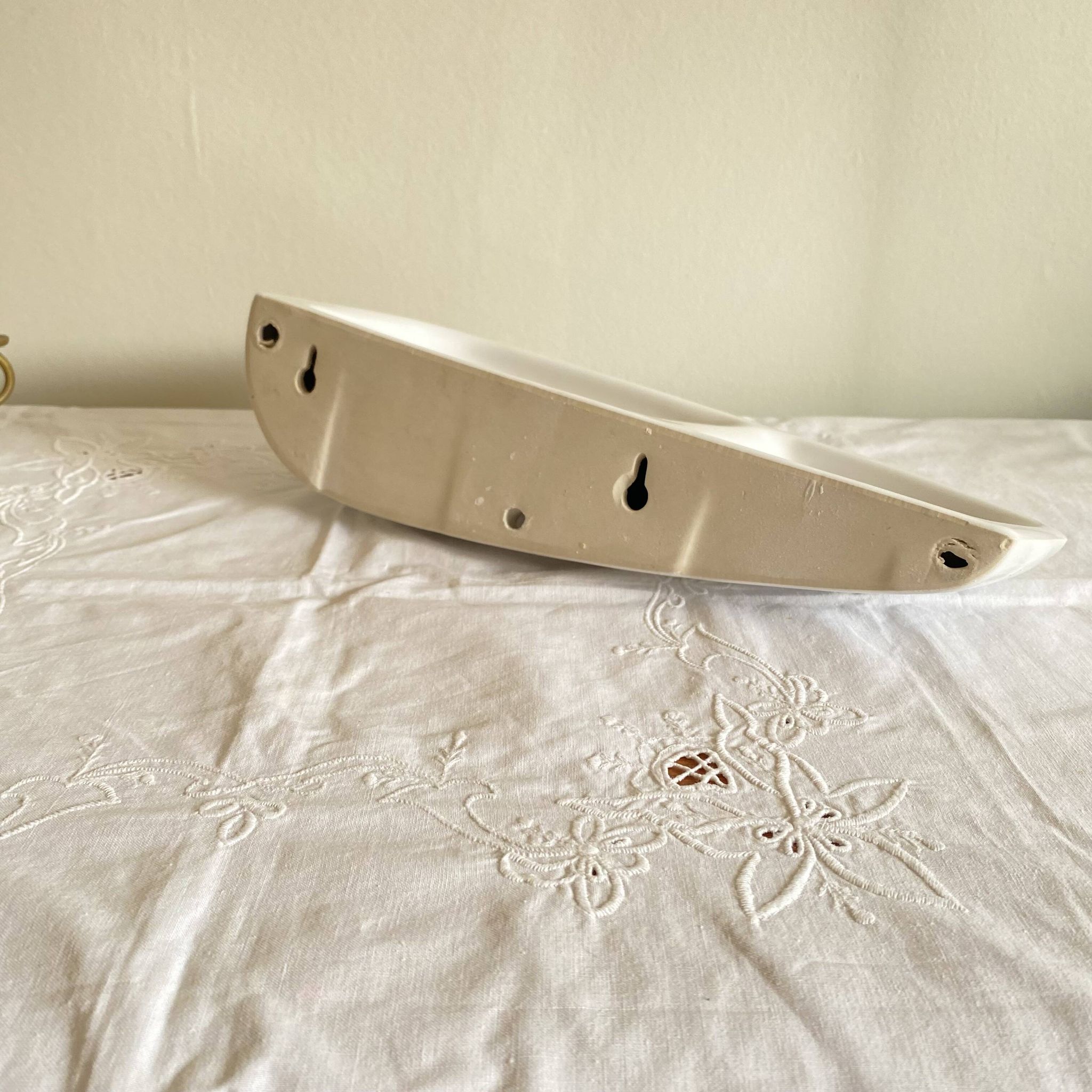 Vintage white ceramic wall-mounted soap dish