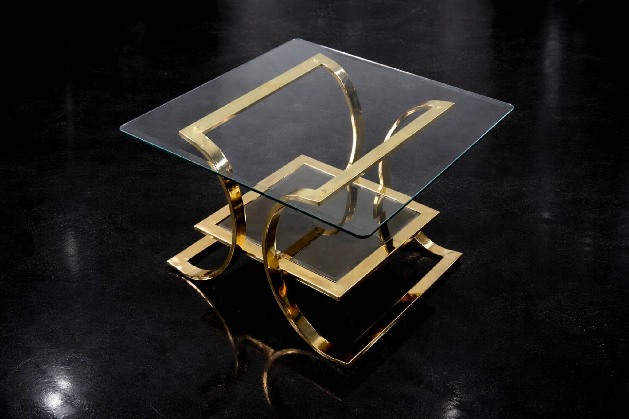 Vintage Mid-Century Italian Modern Glass Coffee Tables, 1960s, Set of 2