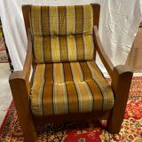 Brutalist design armchair in old oak