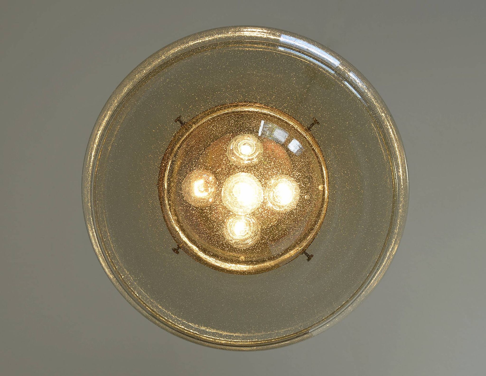 Vintage Brutalist Light X Large Glass Pendant Lamp Mid Century Modern 1980