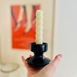 Vintage black opaline Space Age candlesticks