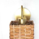 Applique murale en rotin et laiton