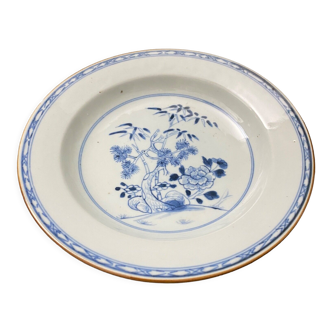 Assiette creuse en bleu de Chine XVIIIe ou XIXe Décor floral