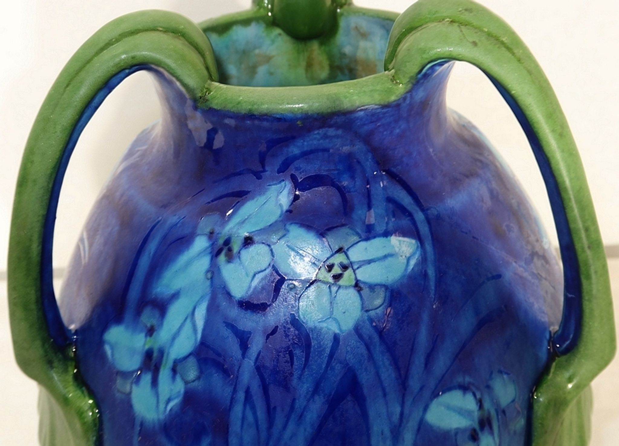 Vase en grès émaillé, à décor floral, signé e. lachenal – fin xixe
