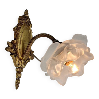 Applique art nouveau Bronze doré et verre pressé