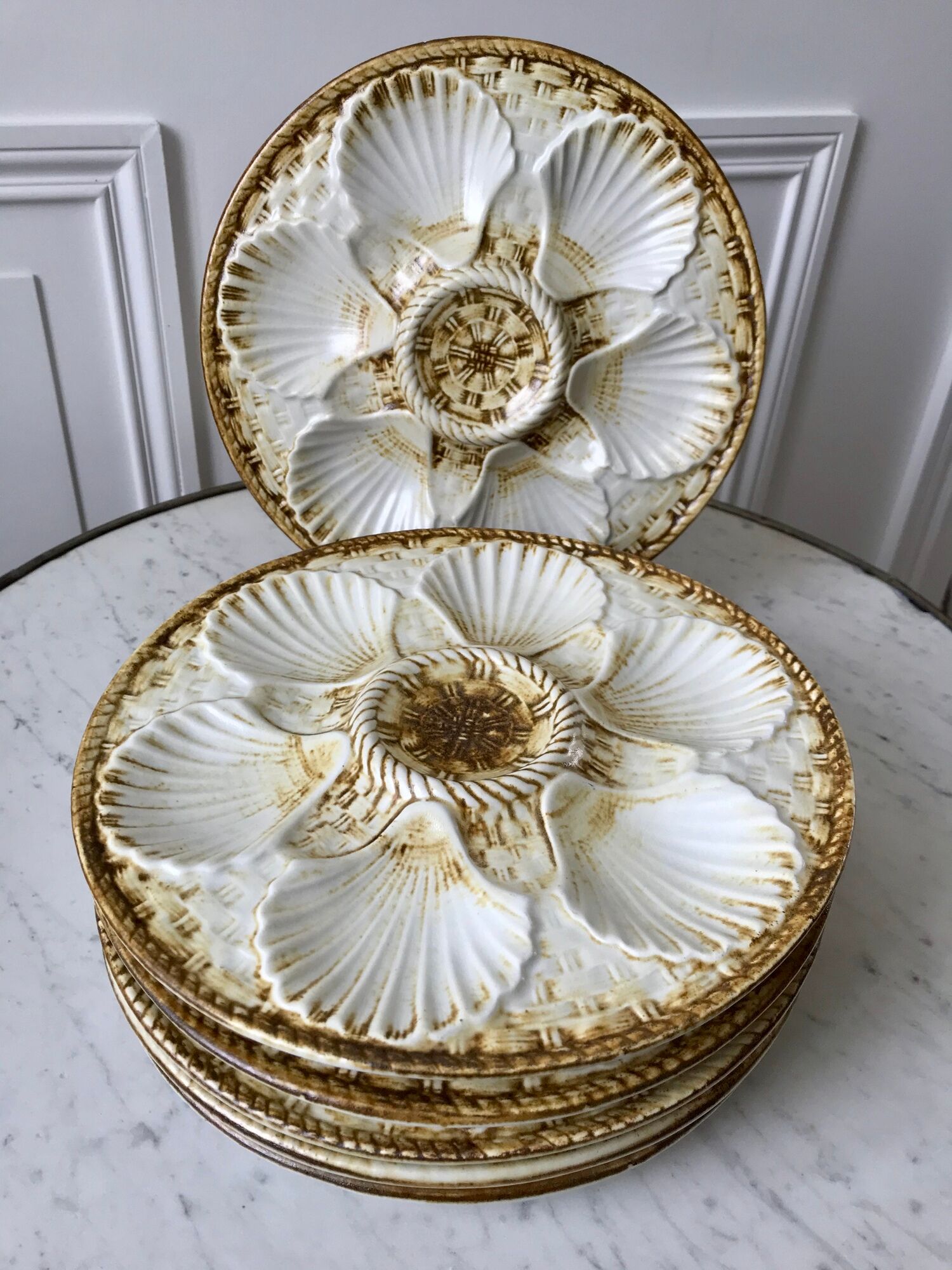 Set of 6 Oyster Plates Longchamp years 50-60