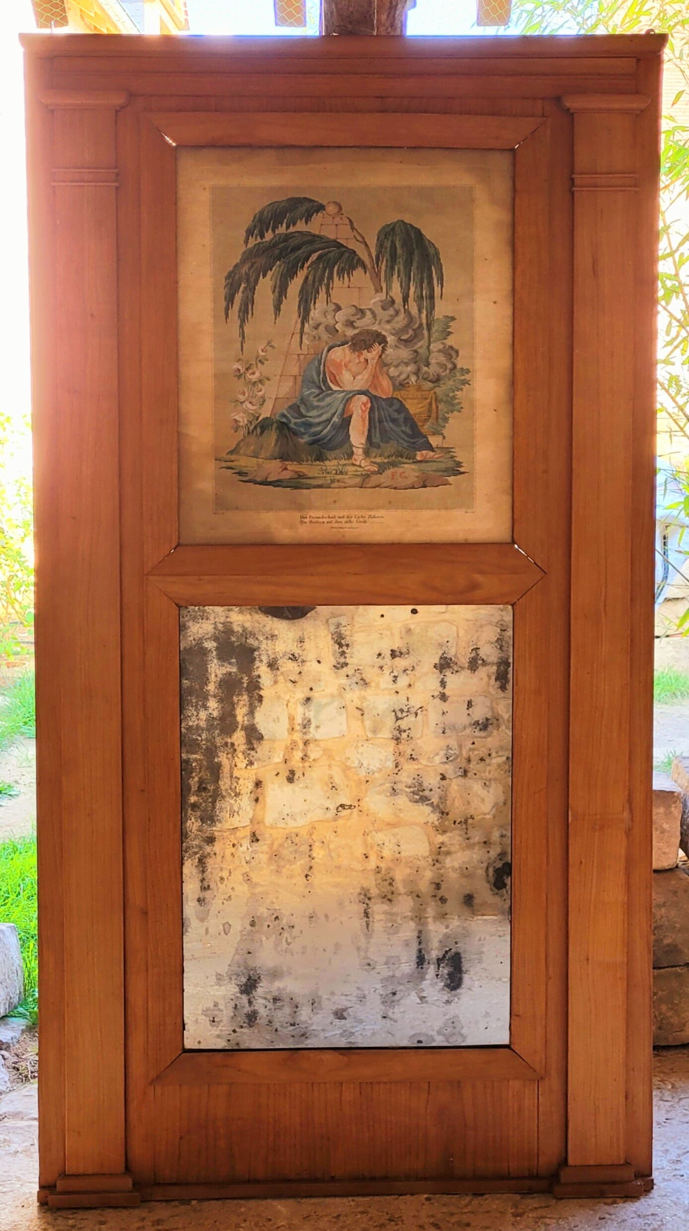 Antique 19th century fireplace trumeau mirror