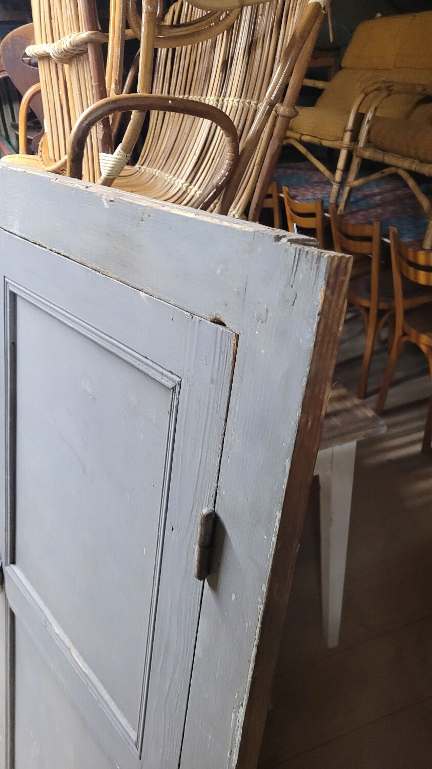 Double cupboard door front in old painted fir