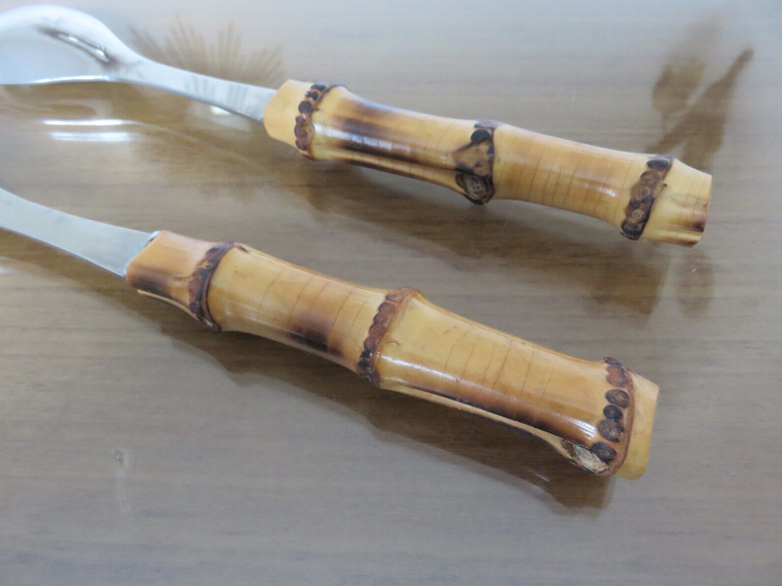 Bamboo sleeve salad cutlery 50s 60s
