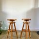 pair of adjustable architect stools pine style 60s