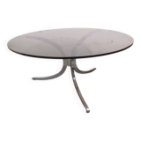 Table basse vintage, chrome et verre