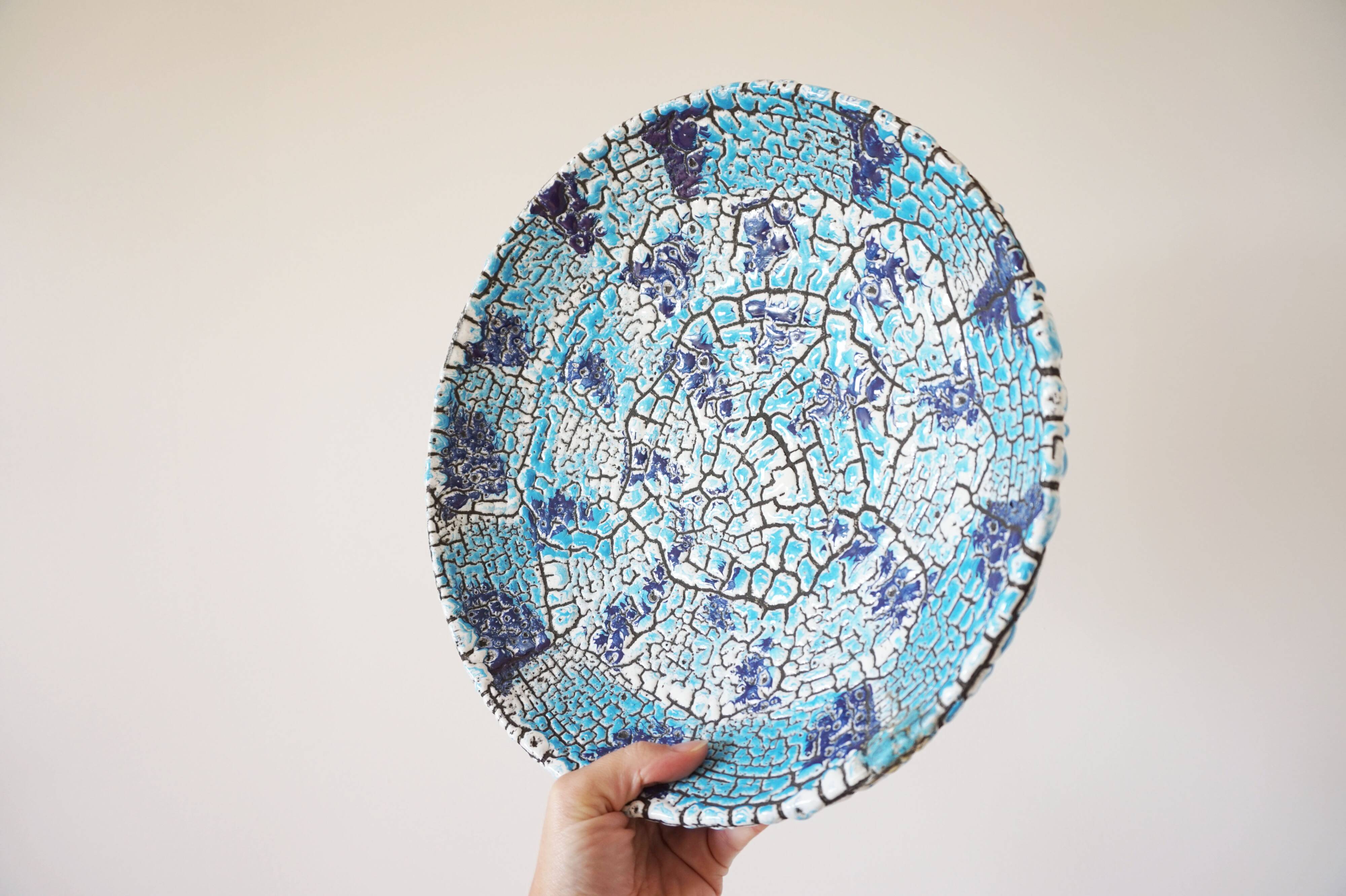 Large ceramic dish Fat lava Vallauris