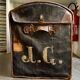 Wicker bag Gaigneur, coated canvas and leather marked JG
