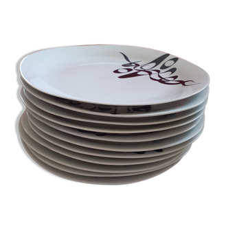 10 assiettes porcelaine Viant- Benard., années 70