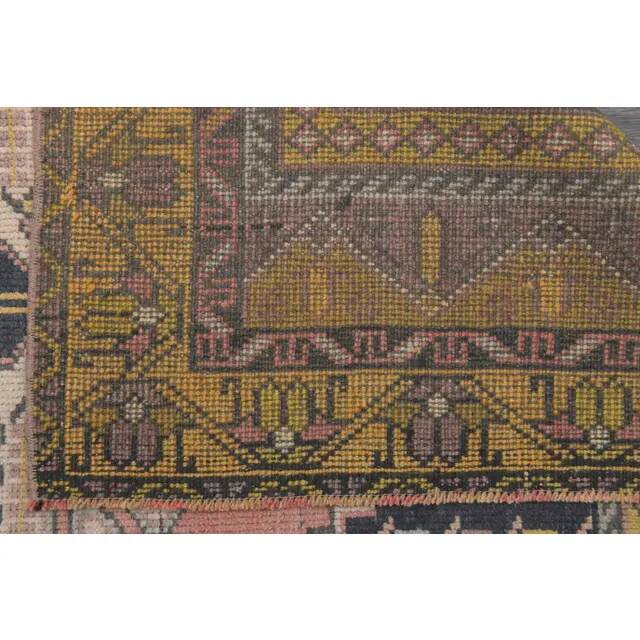 1970s Vintage Turkish Hand-Knotted Wool Cotton Pink Area Rug 124x226