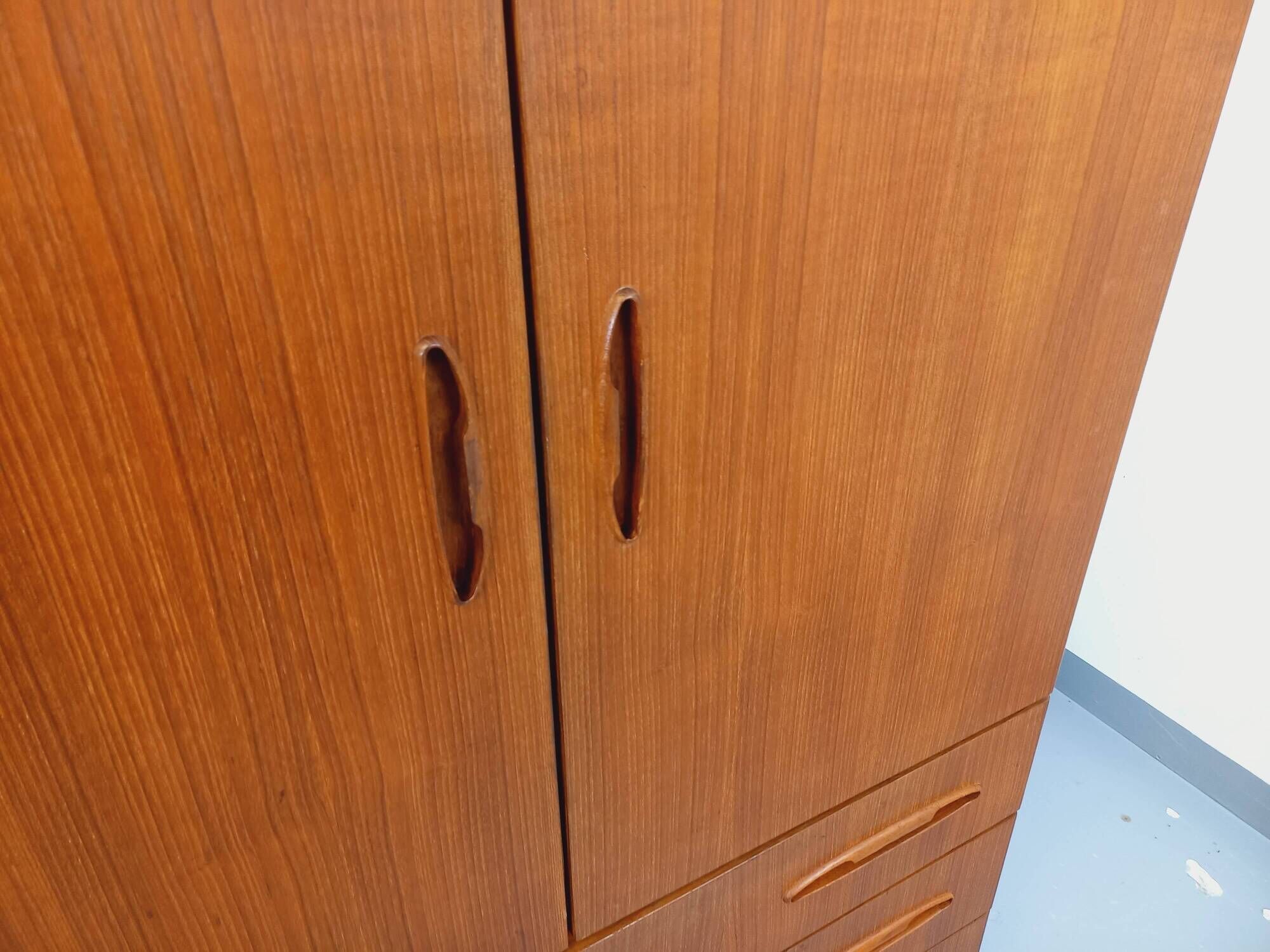 Vintage Scandinavian teak wardrobe from the 1960s.