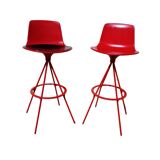 Paire tabourets de bar rouge / Vintage Design Lottus Enea