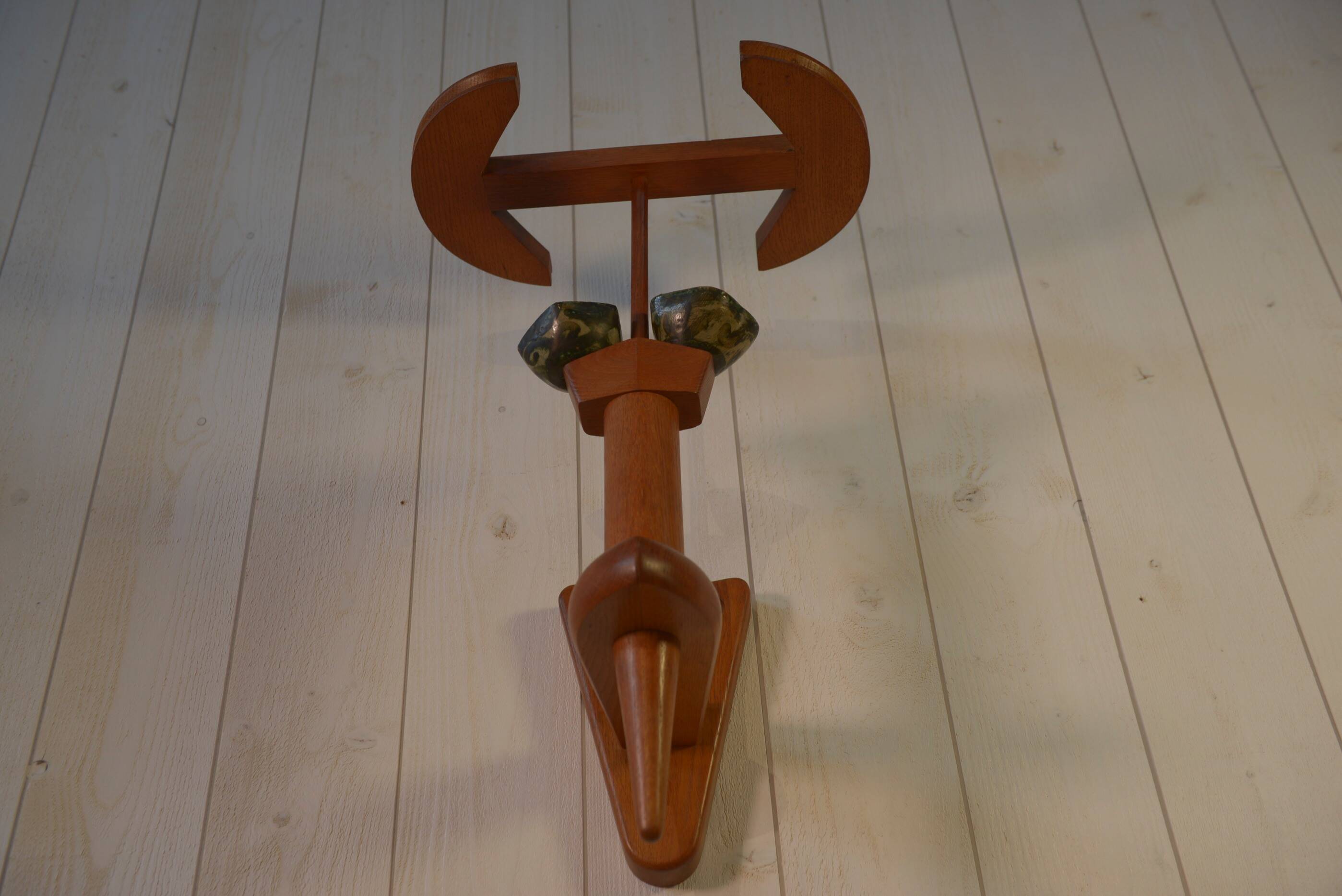 Solid oak wall light by Guillerme and Chambron