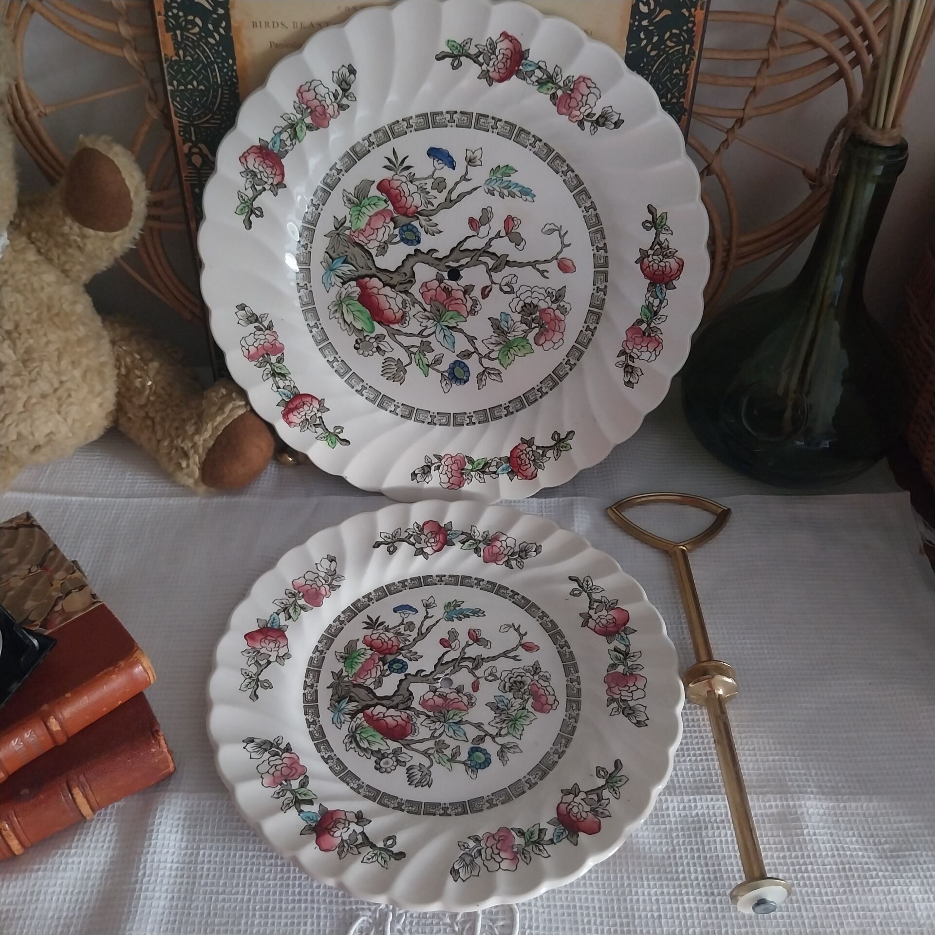 Vintage two-tier serving dish made in England by Myott.