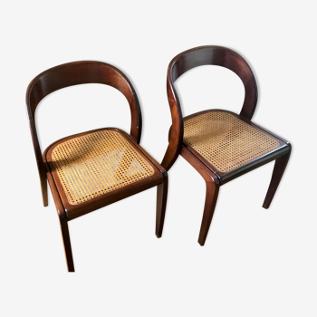 Chaises Gondoles assise cannage par Baumann 1970