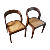 Chaises Gondoles assise cannage par Baumann 1970