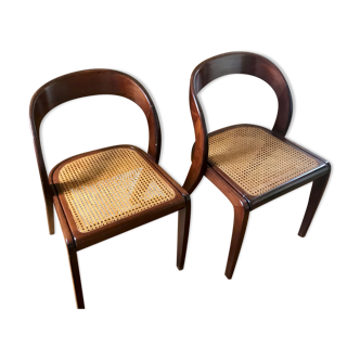 Chaises Gondoles assise cannage par Baumann 1970