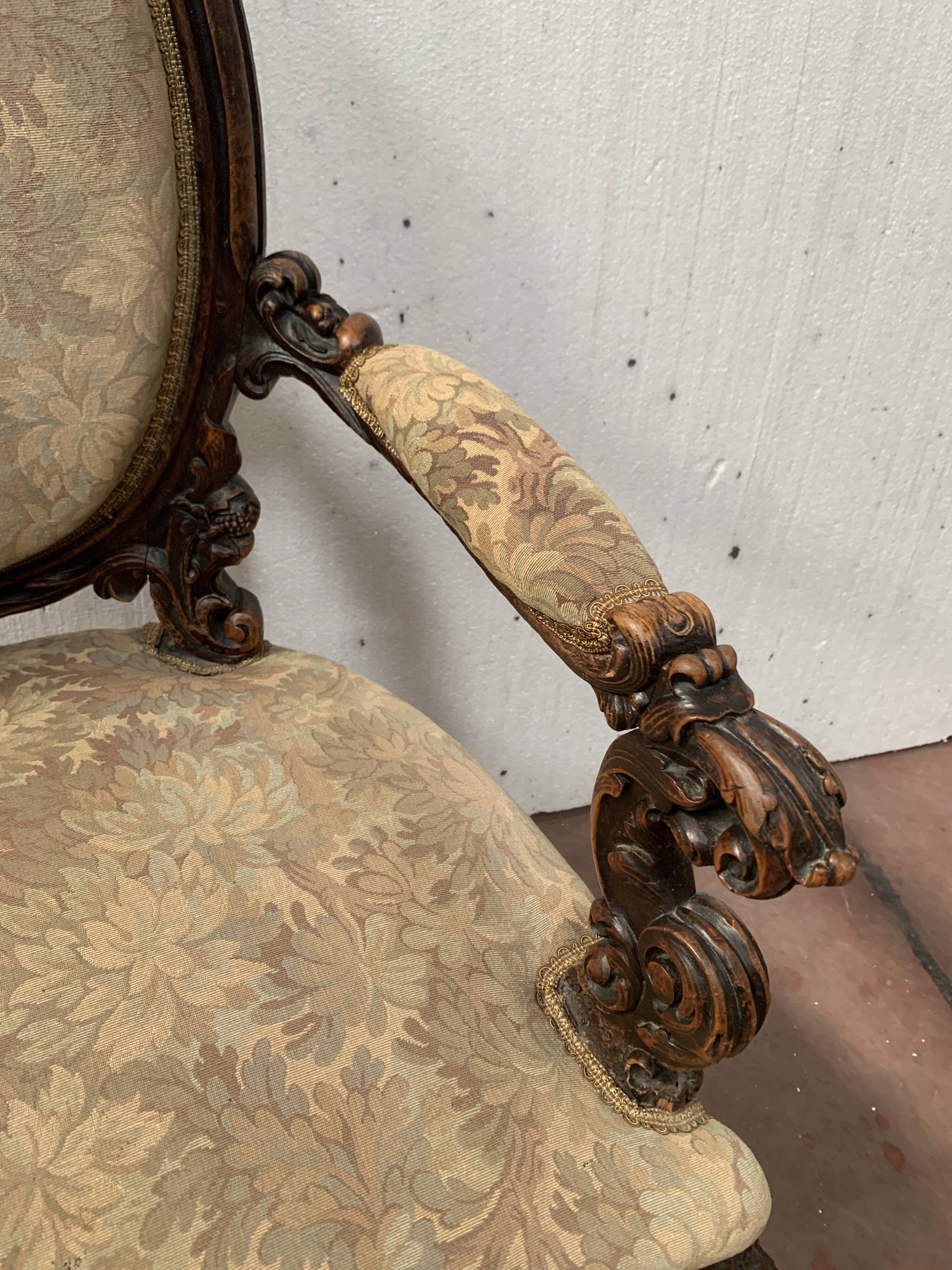 Richly carved Napoleon III ceremonial armchair