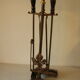 Old fireplace servant 3 wrought iron tools and bronze accessory fireplace