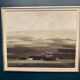 Oil on panel original Swedish - "House in a flat landscape" by Evert Färhm - Dated 1968 - vintage and framed - 81 × 68 cm (31.9" × 26.8")