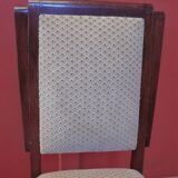 Six Art Deco chairs. Oak and original crushed velvet.