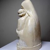 Bust of the Virgin and Child, waxed plaster, old art deco style, PP Deposited