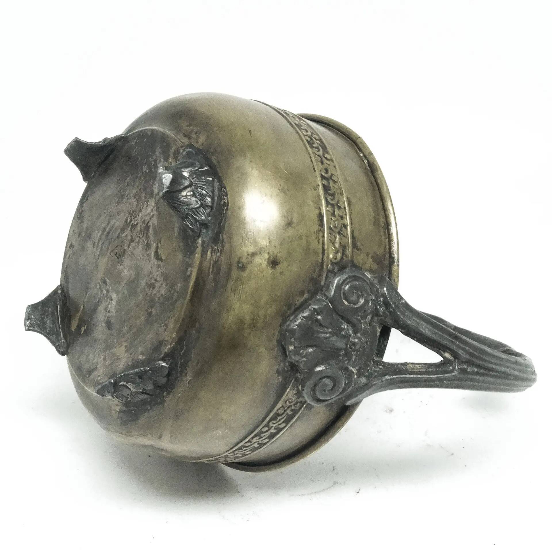 Sugar bowl, Eclecticism, silver-plated brass, tin, Poland, 1930s