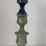 Set of three small candlesticks in glazed sandstone from Puisaye