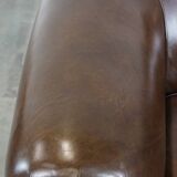Large, Dark Cowhide Leather Chesterfield Armchair
