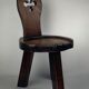 Sculptural oak brutalist chunky tripod stool, ca 1960s