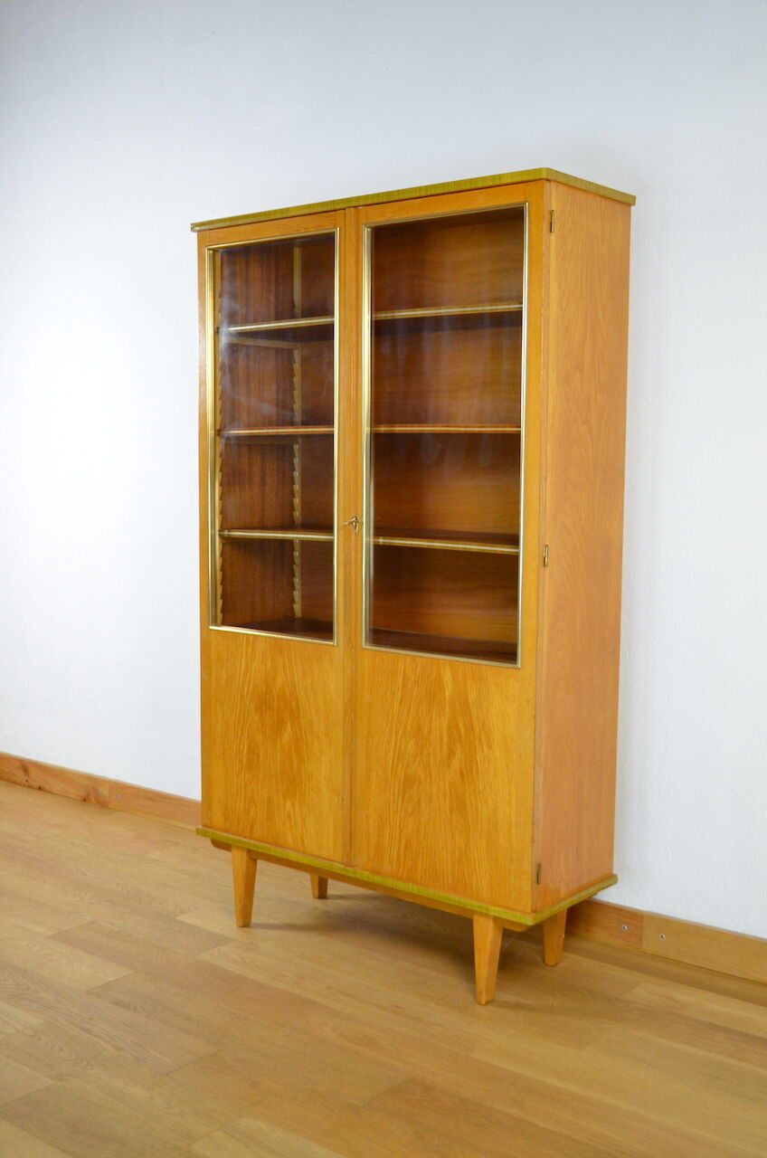 Vintage blond oak glazed library 1950