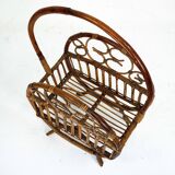 Italian Bamboo & Rattan Magazine Rack, 1950s