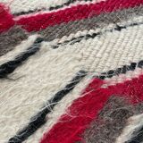 Set of two Romanian wool fluffy rugs with stripes made by hand