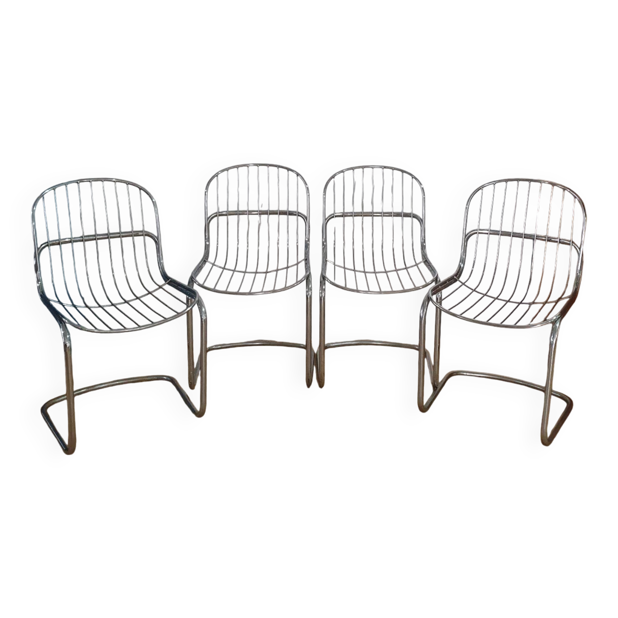 4 chrome metal chairs