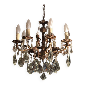 Chandelier with pendants adorned with cherubs - Perfect condition - 8 lights -