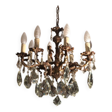 Chandelier with pendants adorned with cherubs - Perfect condition - 8 lights -