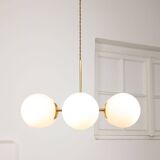 Mid-Century Modern Italian 6-Arm Sputnik Chandelier with Opaline Shades, 19