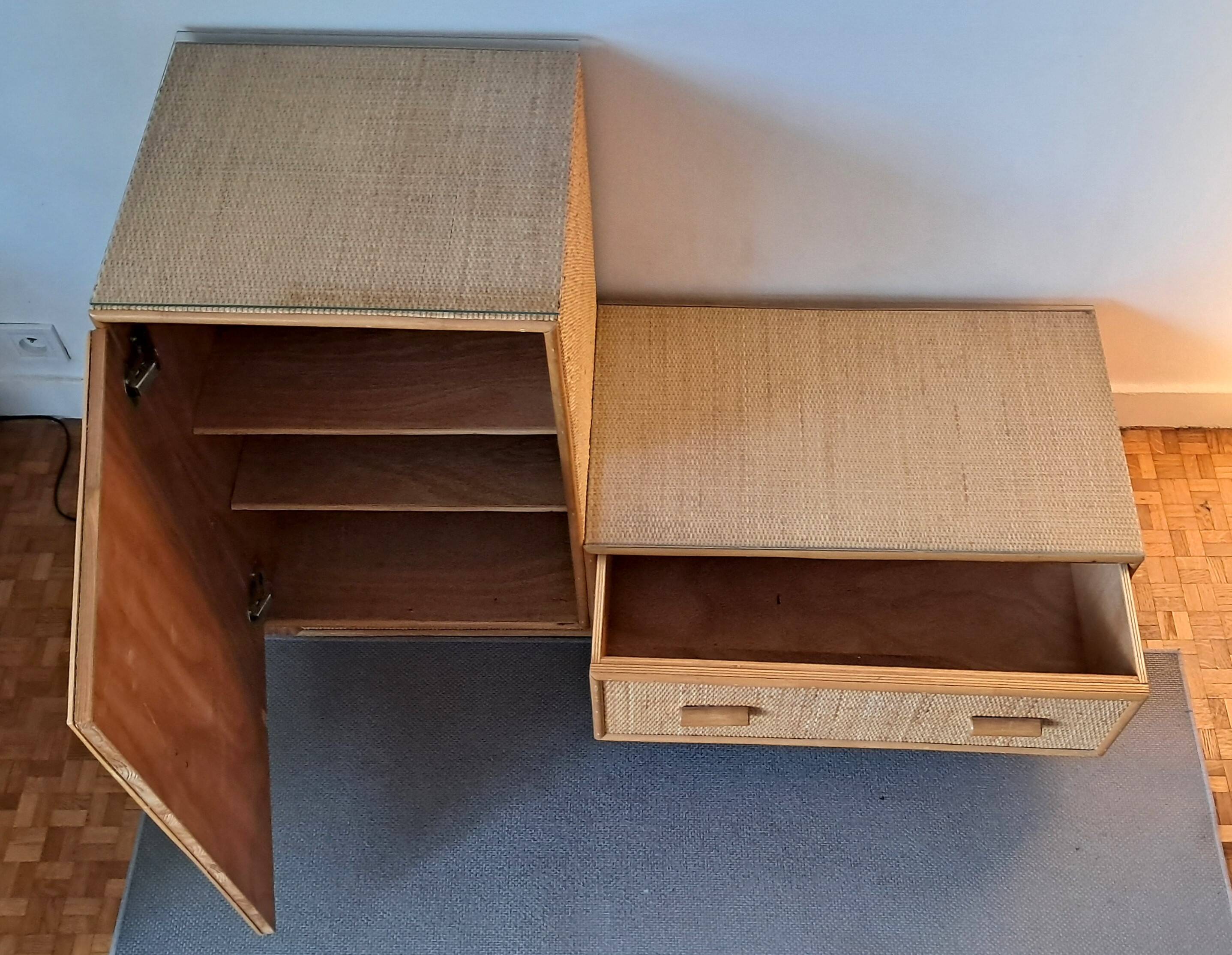 Vintage rattan chest of drawers 1960/70.