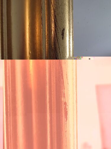 Miroir cadre moulure bois doré patiné  29x100cm